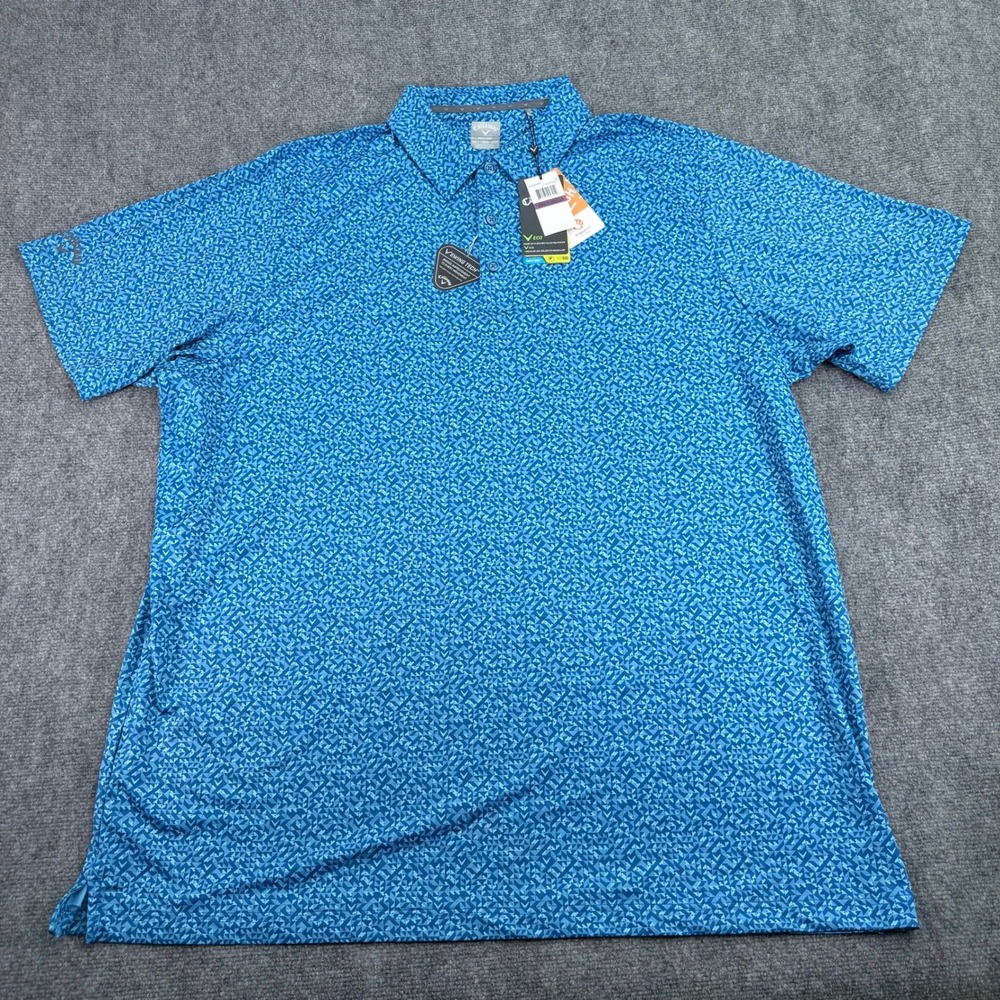Callaway Polo Shirt Mens 2XLT Vallarta Blue Opti-Dri Swing Tech Golf Stretch NEW - Picture 3 of 16